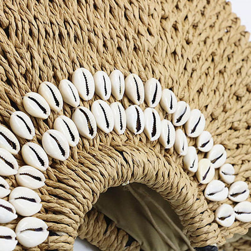Hand-stitched shell bag round bucket bag
