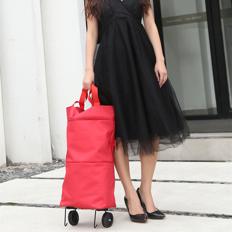 Hand bag shopping cart, folding towing bag retractable