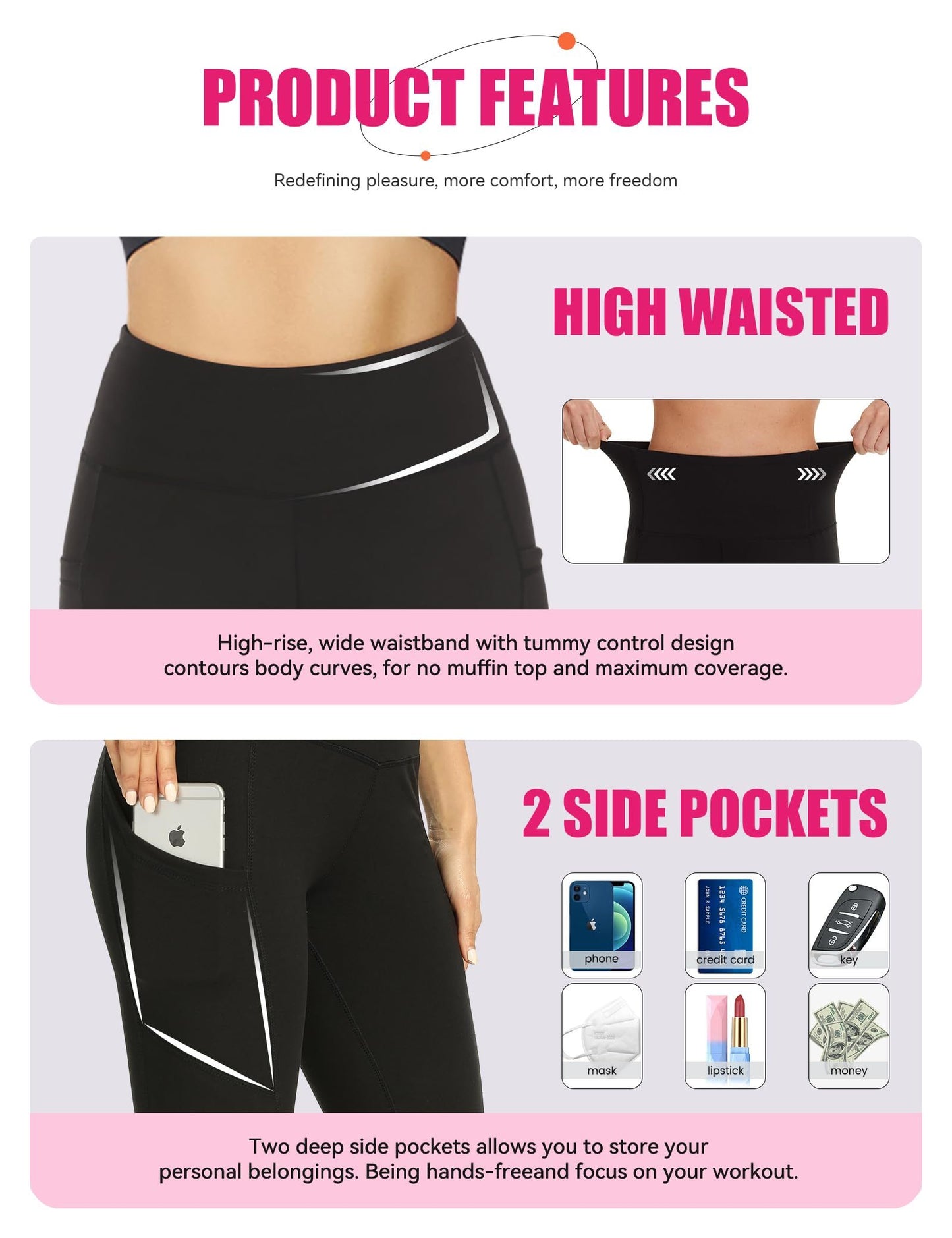 Yoga Pants - Five Points High Waist 3 Pieces Of Polyester Double Grinding Black, Polyester Double Grinding Zhang Green, Polyester Double Grinding Burgundy