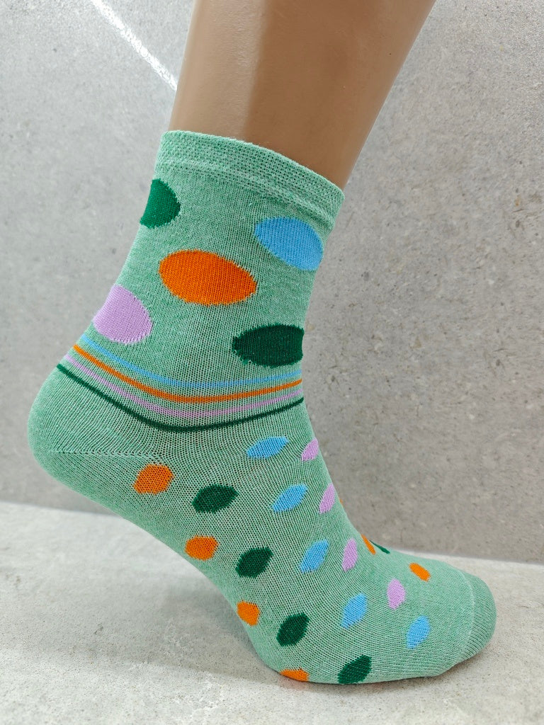 6 12 24 Pairs Womens Socks Mixed Striped Polka Dot Designs