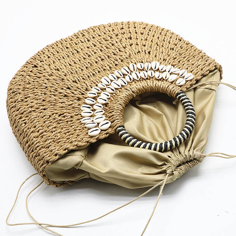 Hand-stitched shell bag round bucket bag