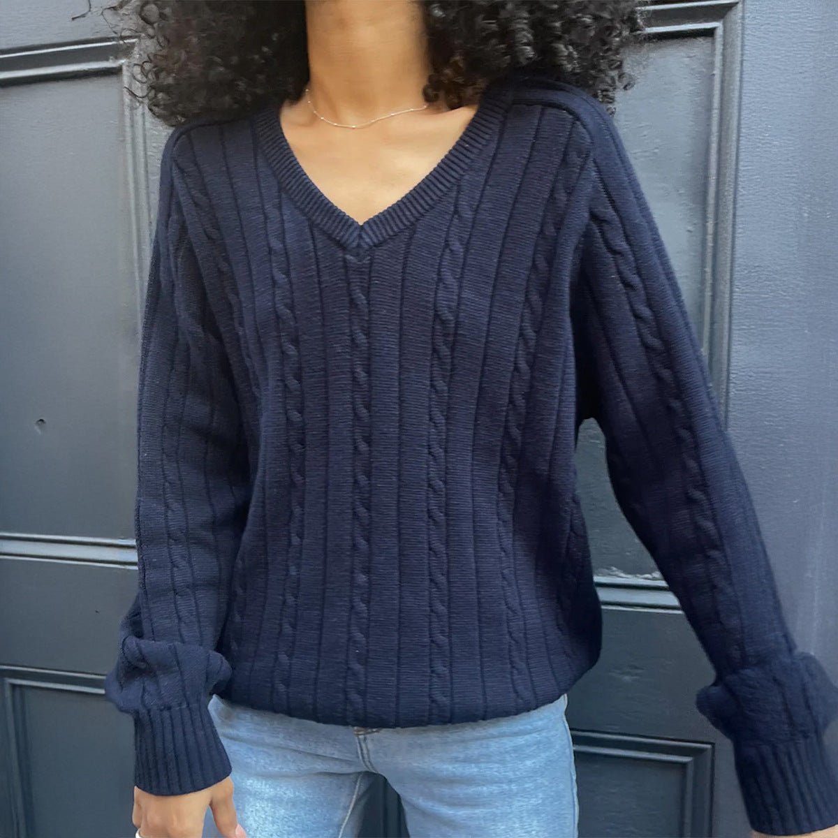 Casual Solid Color Base Sweater Woolen Women