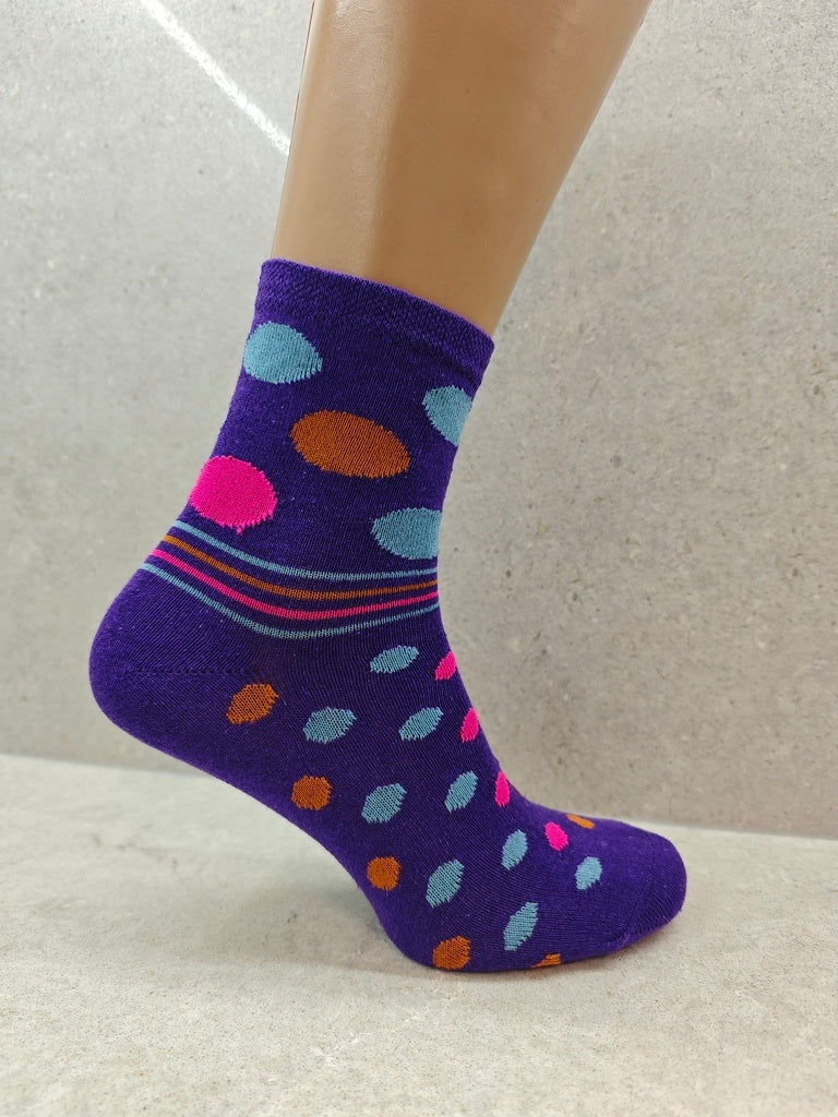 6 12 24 Pairs Womens Socks Mixed Striped Polka Dot Designs