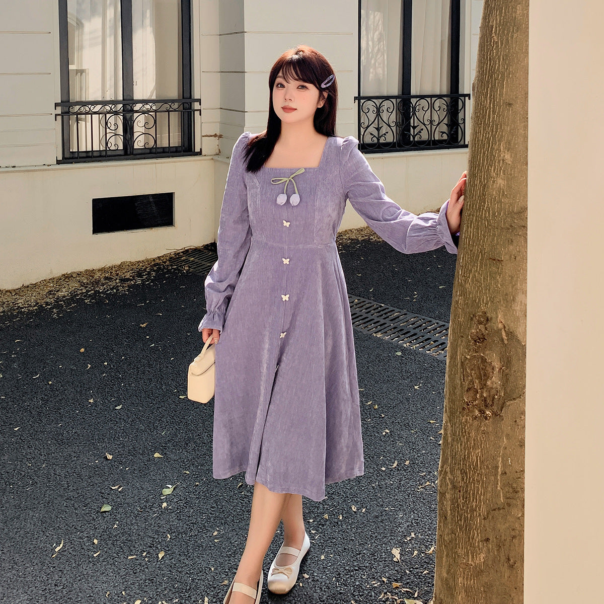 Women's Square Collar Three-dimensional Tulip Dress