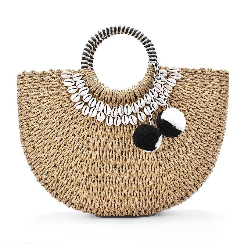 Hand-stitched shell bag round bucket bag