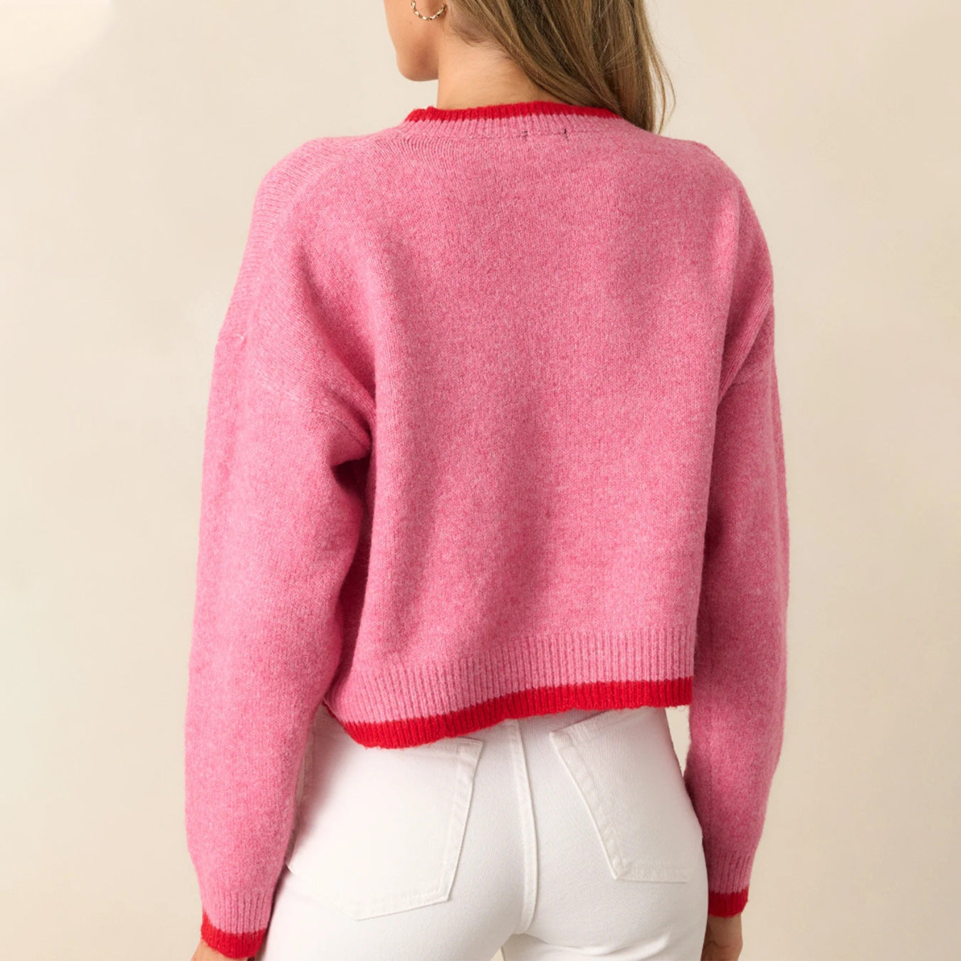 Women's Strawberry Pullover European And American Leisure Short Long-sleeved Sweater Top