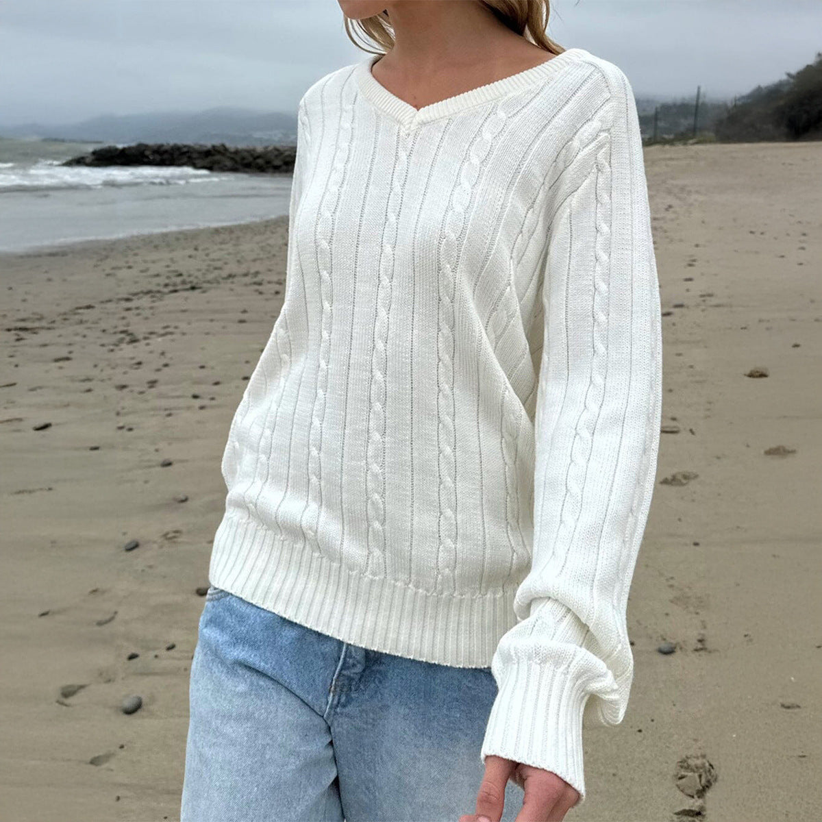 Casual Solid Color Base Sweater Woolen Women