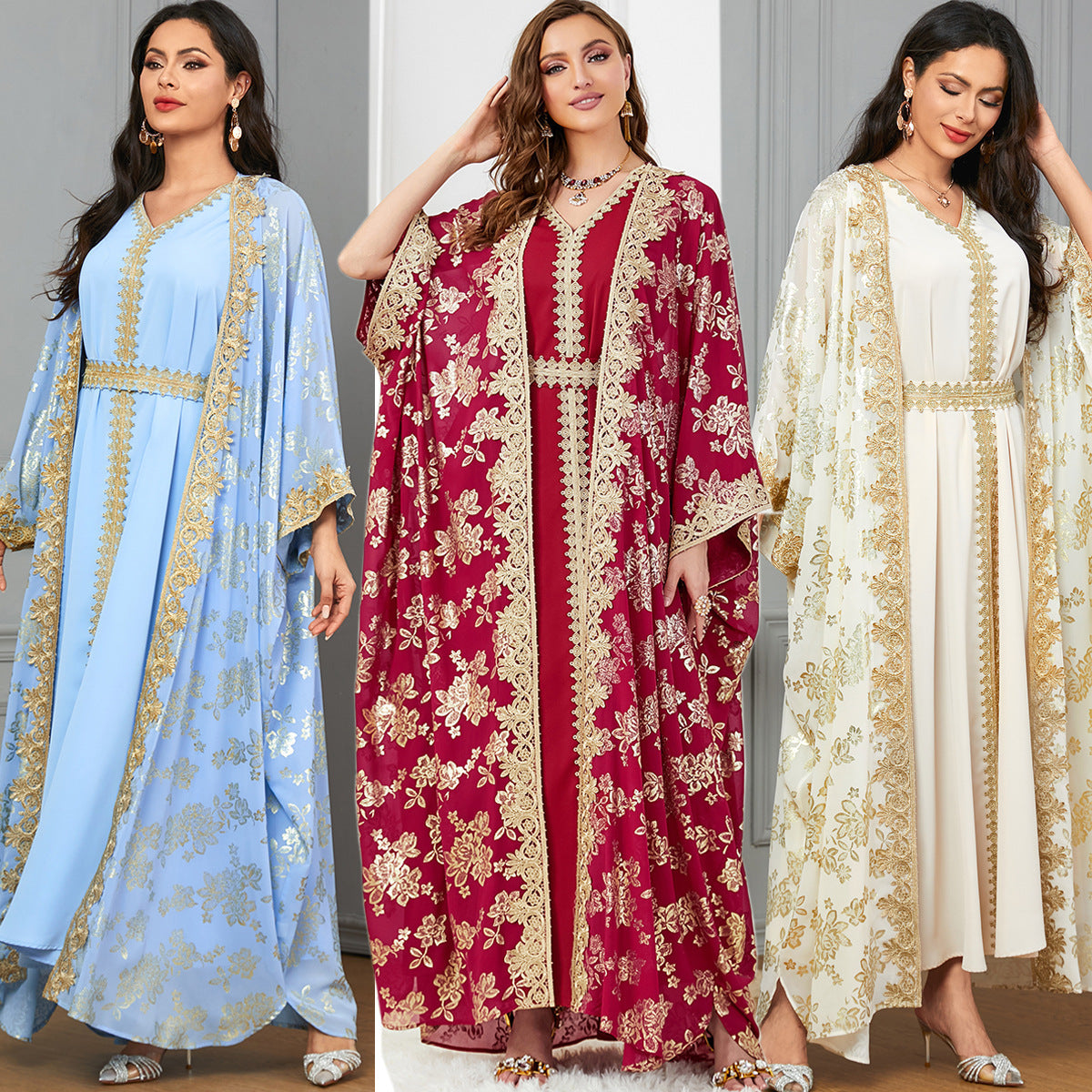 Cardigan Polyester Robe Dubai Dress