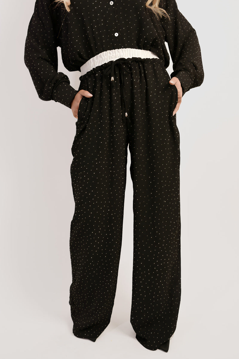 Button Down Embellished Long Sleeve Top