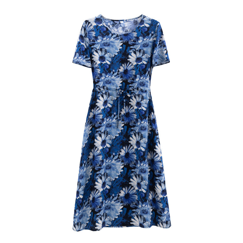 Fashion Cotton Silk Elegant Floral Small Slim Dress
