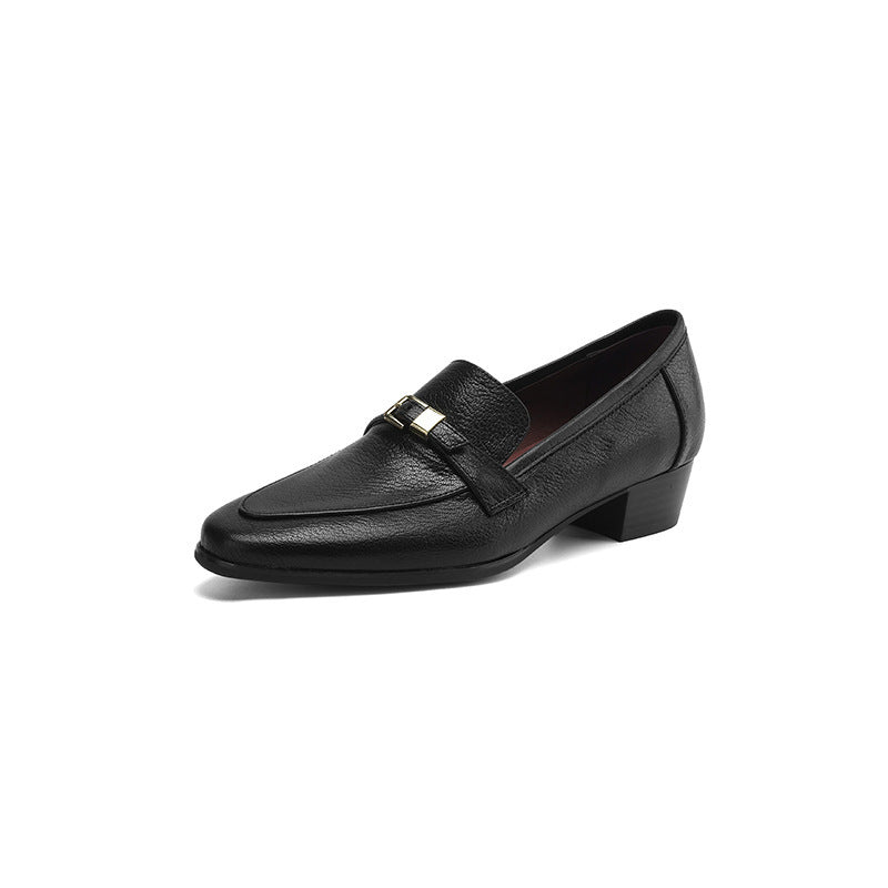 Casual 3cm Low Heel Spring New British Leather Shoes Women