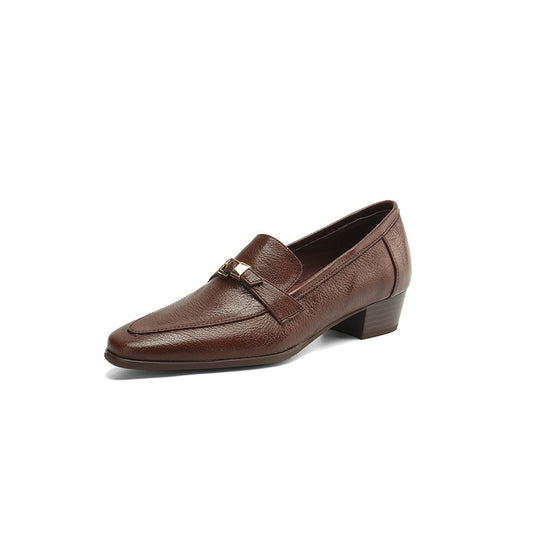 Casual 3cm Low Heel Spring New British Leather Shoes Women