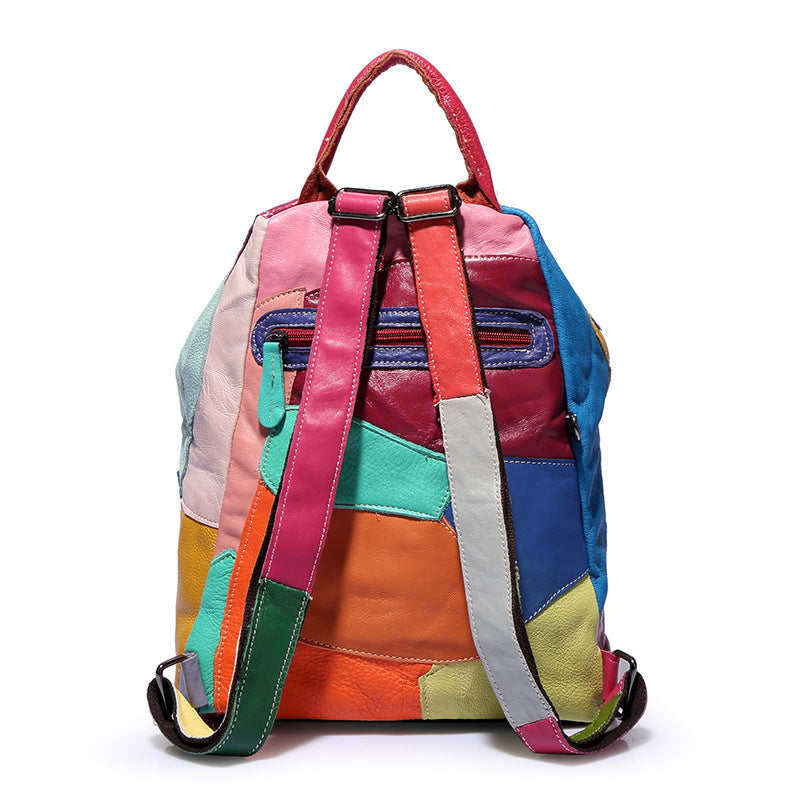 Backpack Cowhide Stitching Fashion Leather Handbags