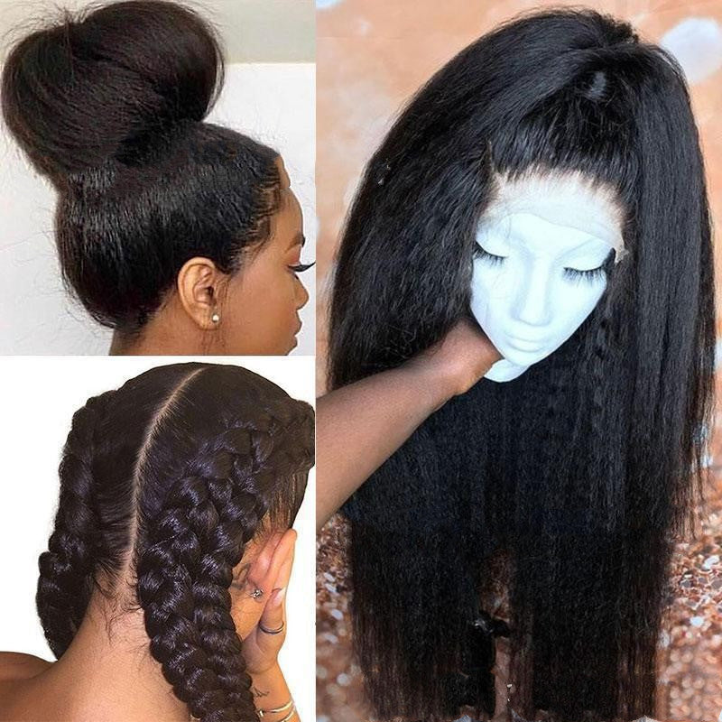 Mid-Section Black Fluffy Long Straight Hair