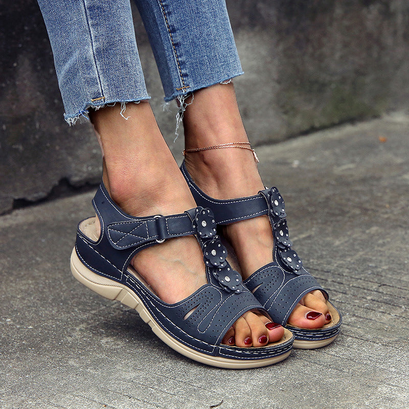 Flower platform sandals beach shoes