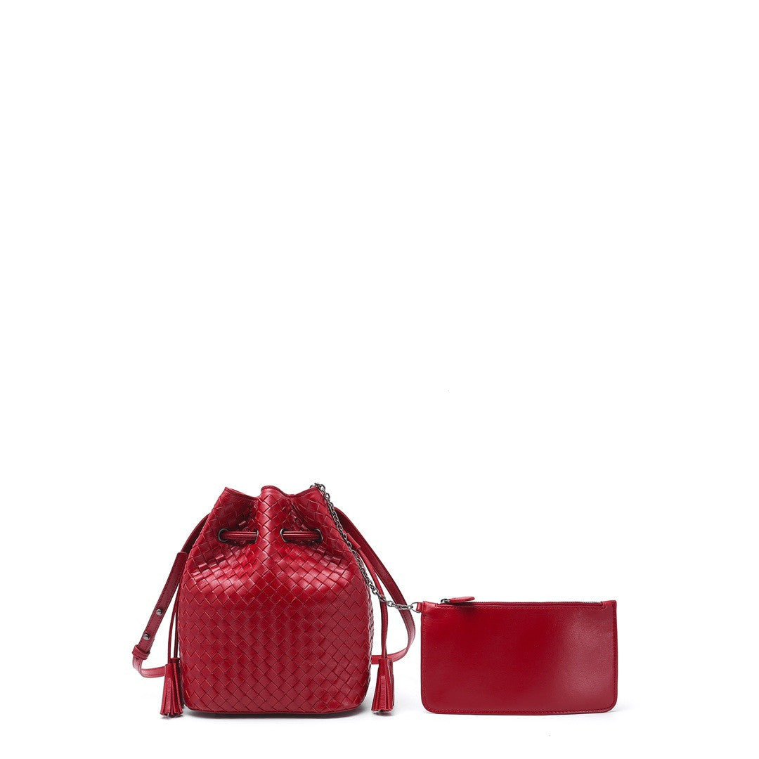 Sheepskin Hand Woven Vintage Bucket Bag