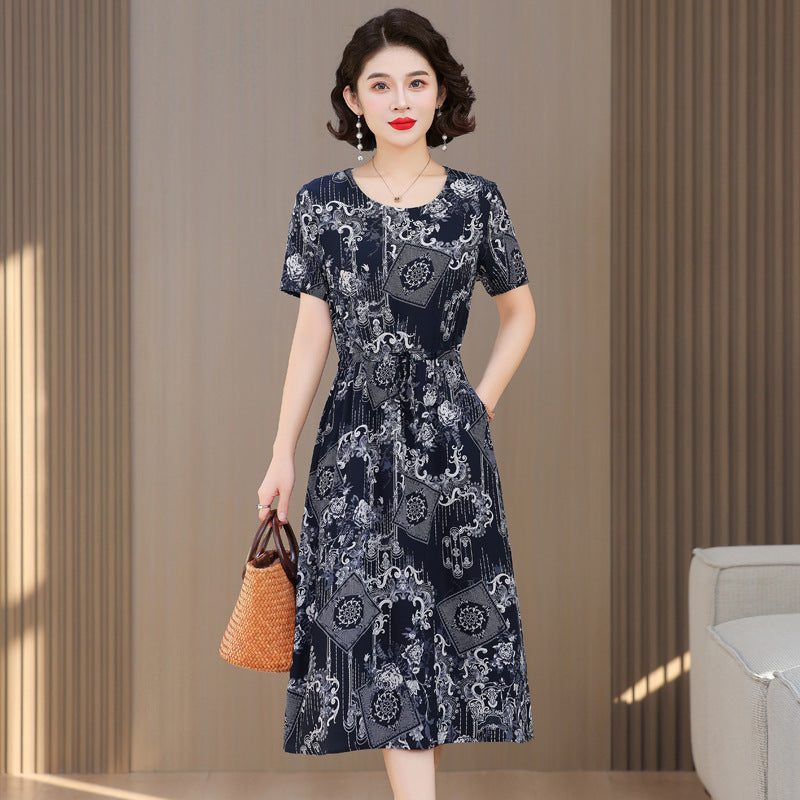 Fashion Cotton Silk Elegant Floral Small Slim Dress