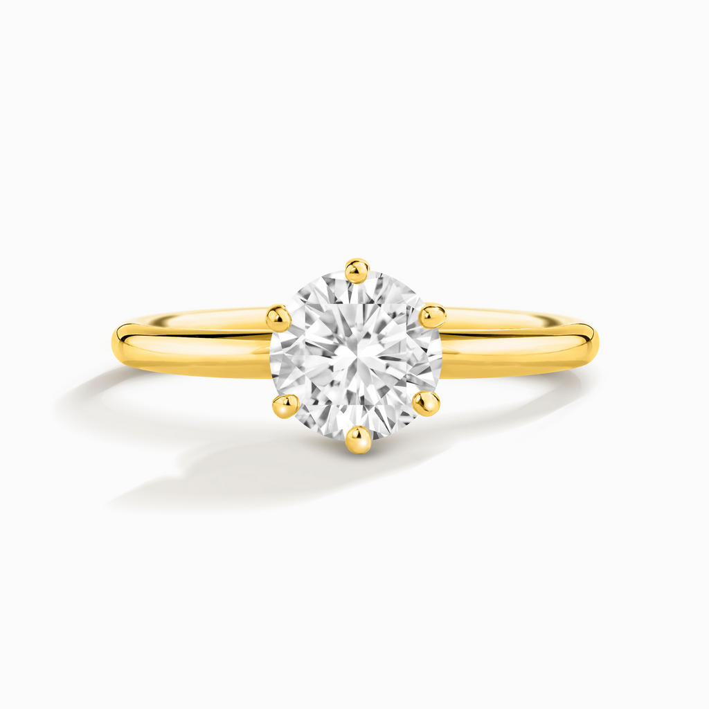 Bague de fiançailles solitaire en moissanite ronde de 1 carat, en vermeil d'or 18 carats