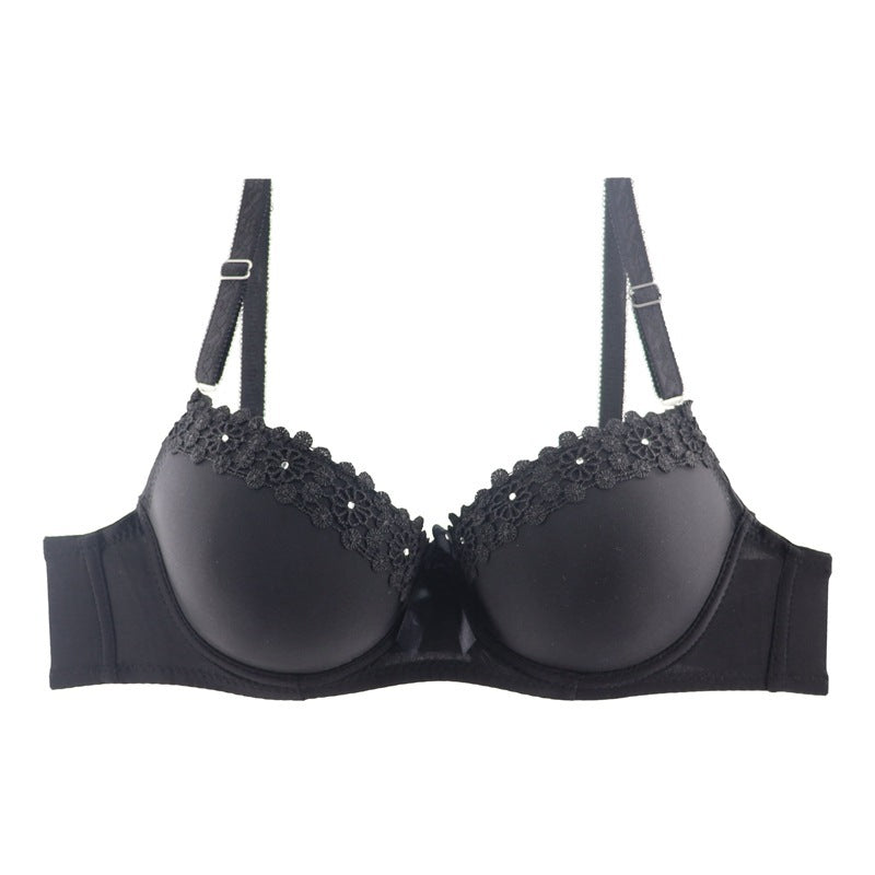 Simple New Style Embroidered Bra With Diamonds