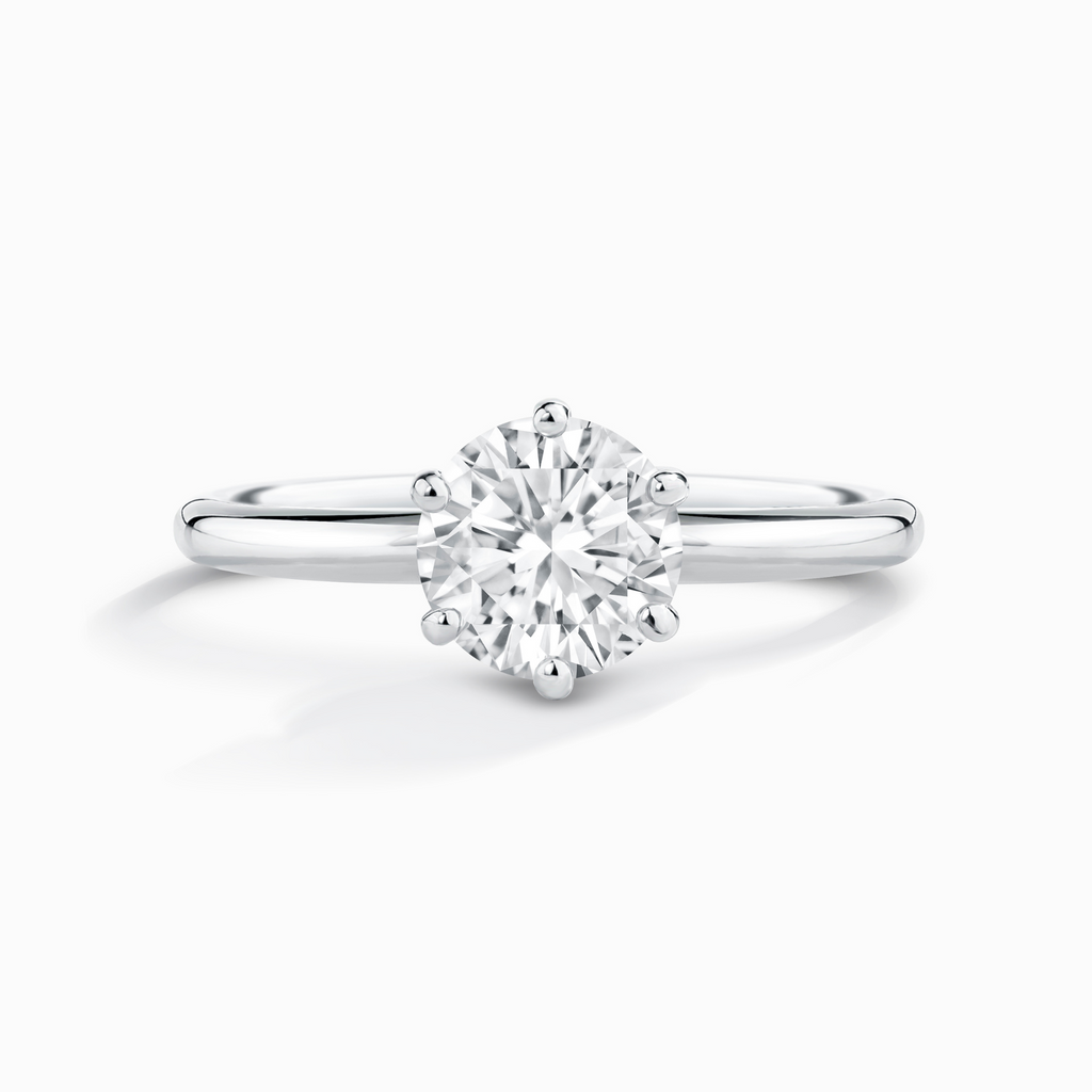 Bague de fiançailles solitaire en moissanite ronde de 1 carat, en argent sterling
