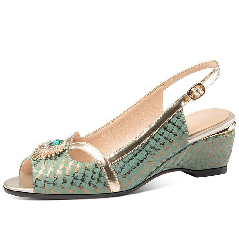 Fish Mouth Shoes Women's Leather Sandals