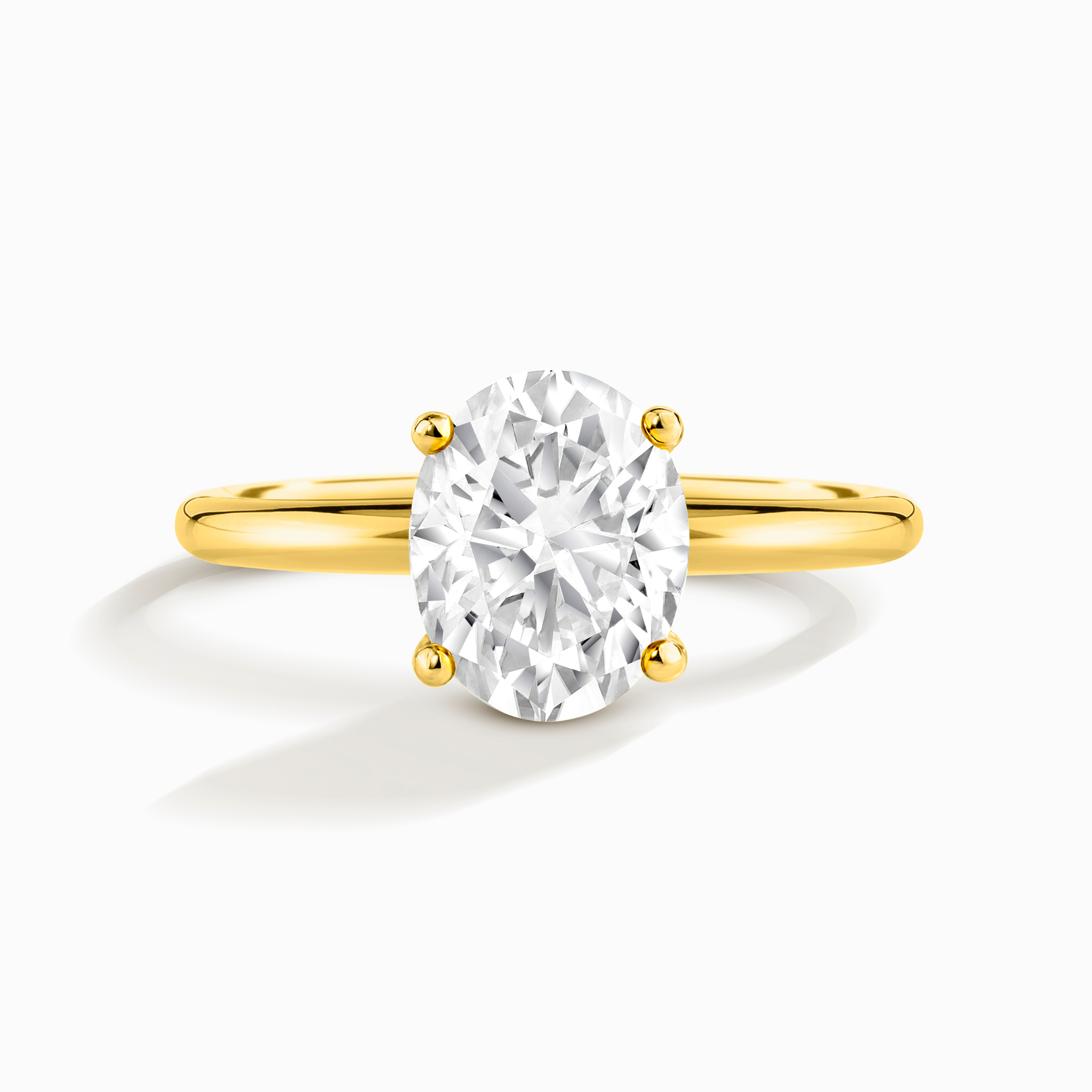 Bague de fiançailles solitaire en moissanite ovale de 2 carats, en vermeil d'or 18 carats