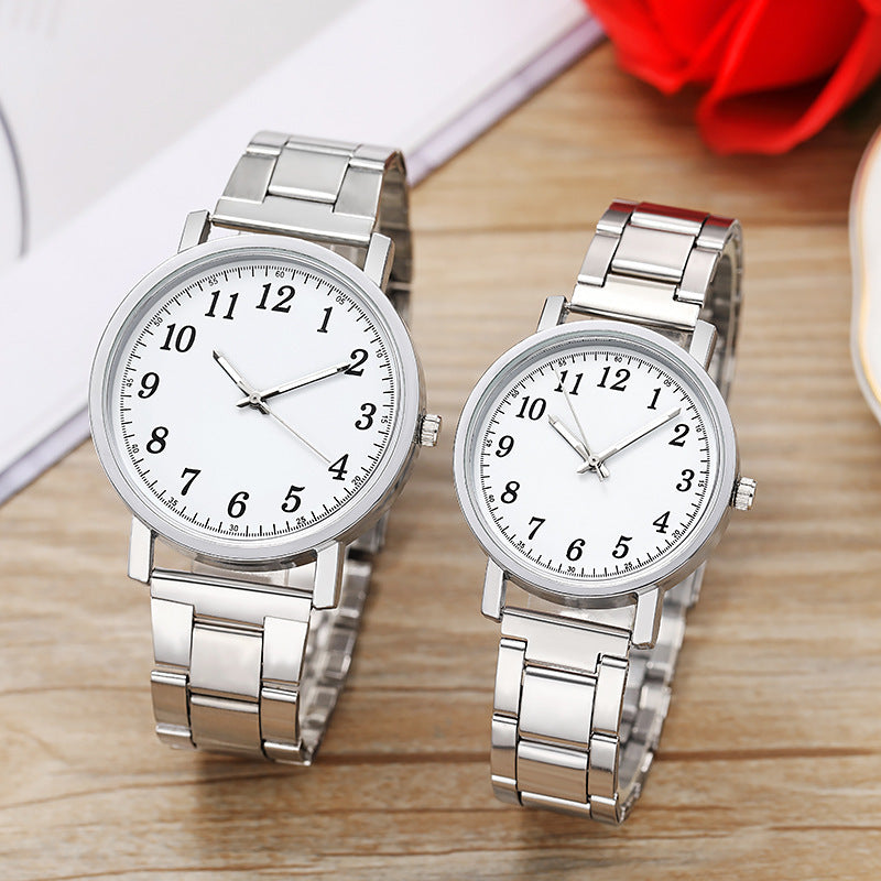Men's And Women's Fashion Simple Steel Belt Quartz Watch