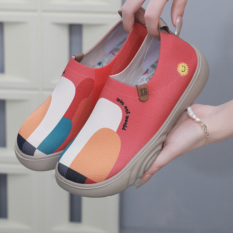 Women's Trendy Painted Casual Shoes Soft Bottom Soft Surface Platform