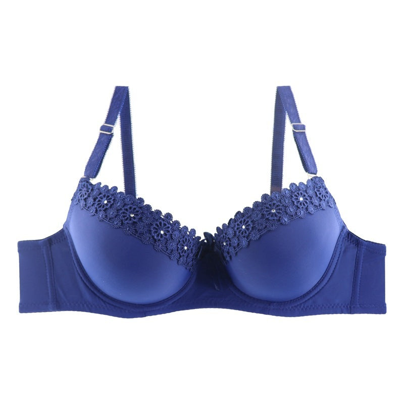 Simple New Style Embroidered Bra With Diamonds