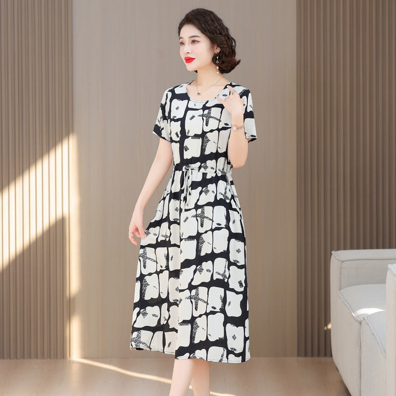 Fashion Cotton Silk Elegant Floral Small Slim Dress