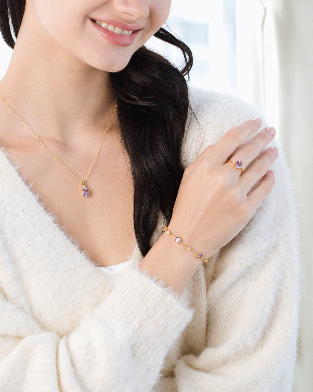 Komplettes Set – Amethyst-Schmuckset in 18-karätigem Gold Vermeil