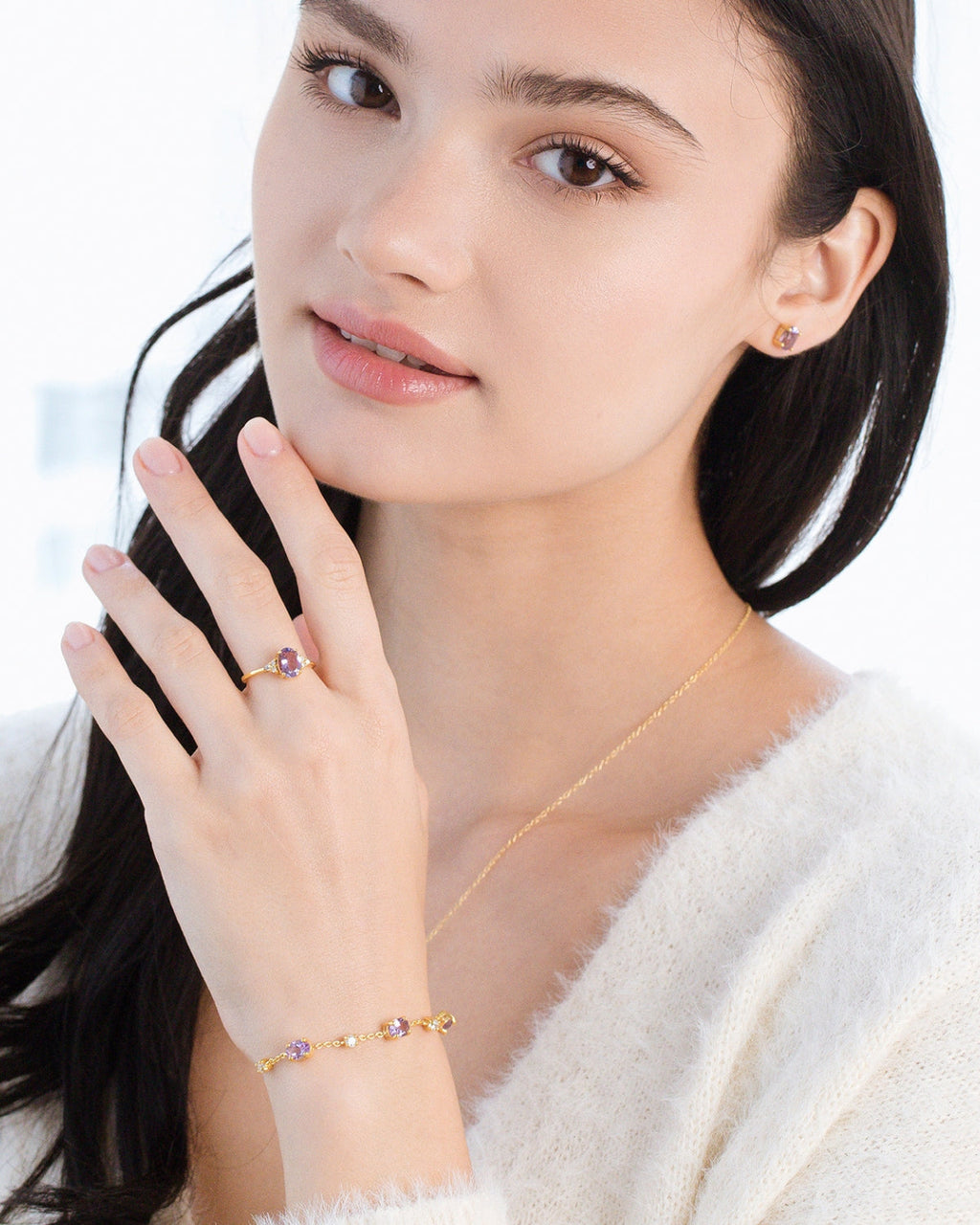 Komplettes Set – Amethyst-Schmuckset in 18-karätigem Gold Vermeil