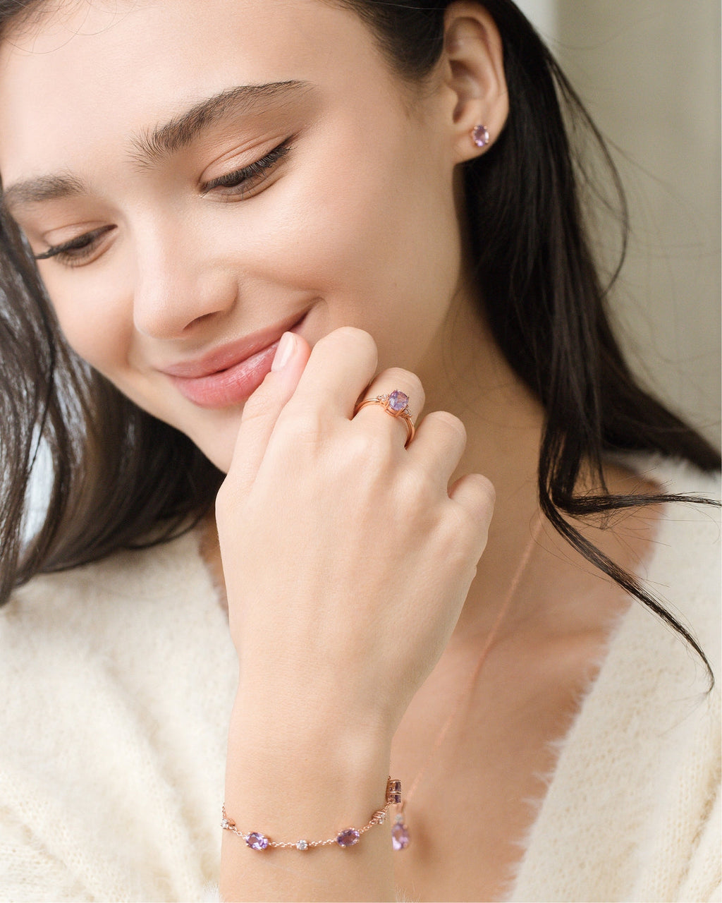 Essentielles Amethyst-Schmuckset in 18-karätigem Roségold-Vermeil
