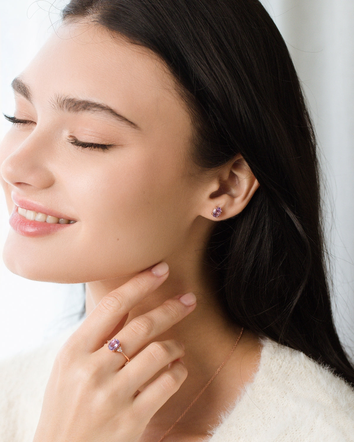 Essentielles Amethyst-Schmuckset in 18-karätigem Roségold-Vermeil