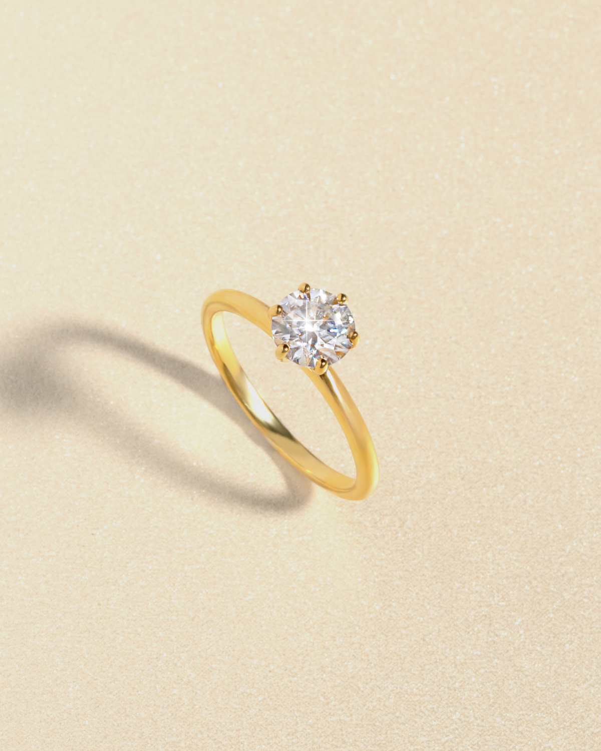 Bague de fiançailles solitaire en moissanite ronde de 1 carat, en vermeil d'or 18 carats