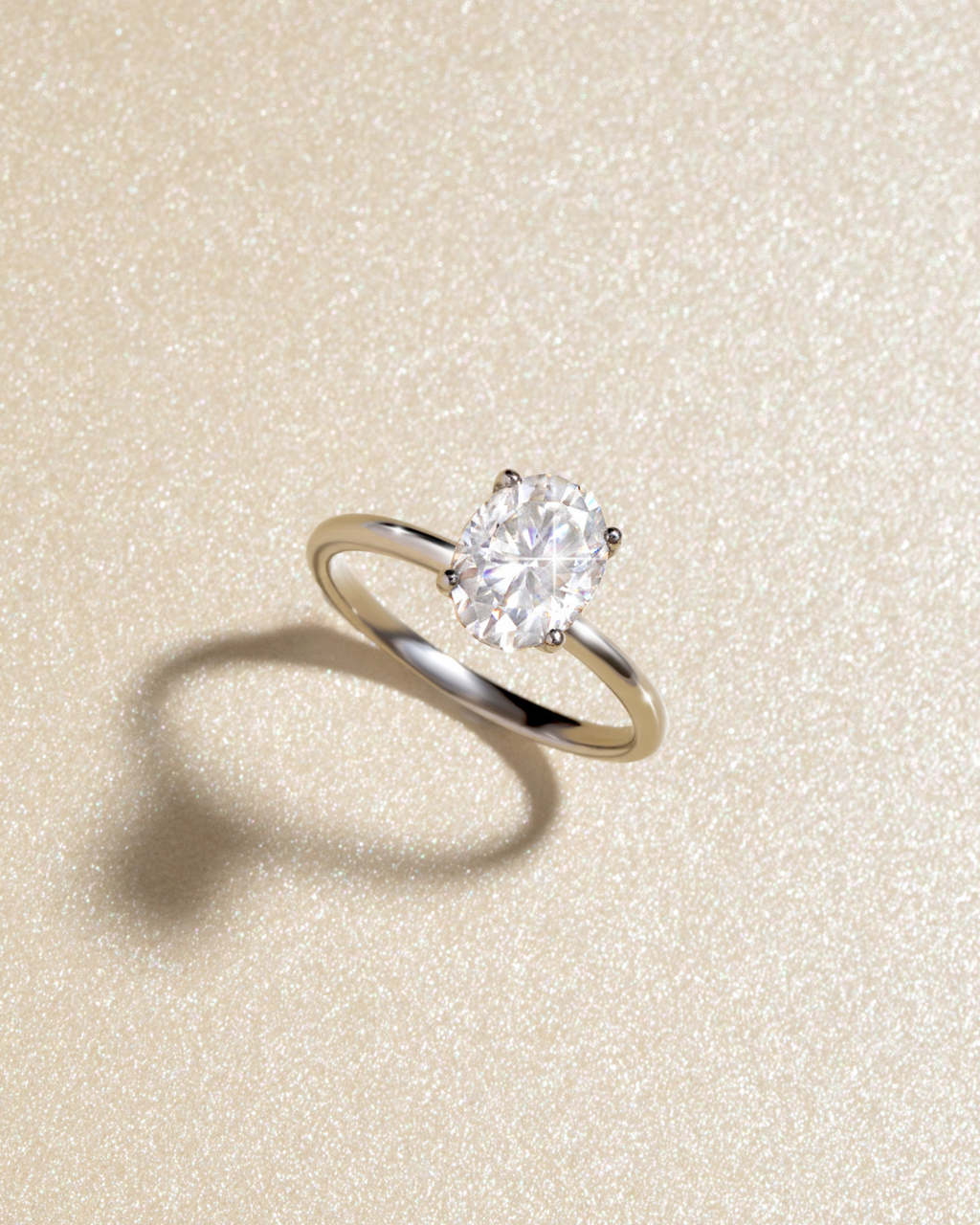 Bague de fiançailles solitaire ovale en moissanite de 2 carats, en argent sterling