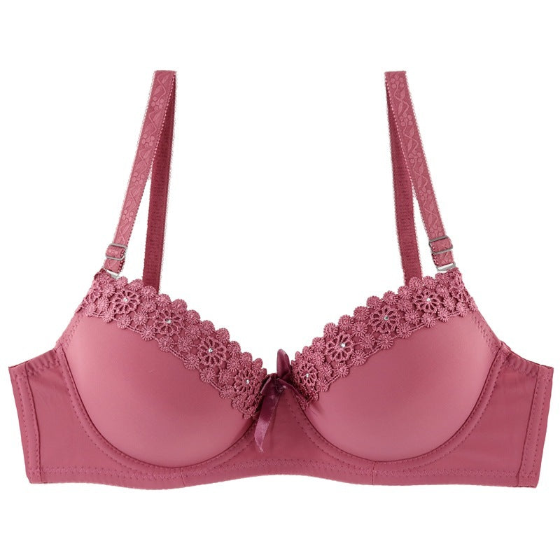 Simple New Style Embroidered Bra With Diamonds