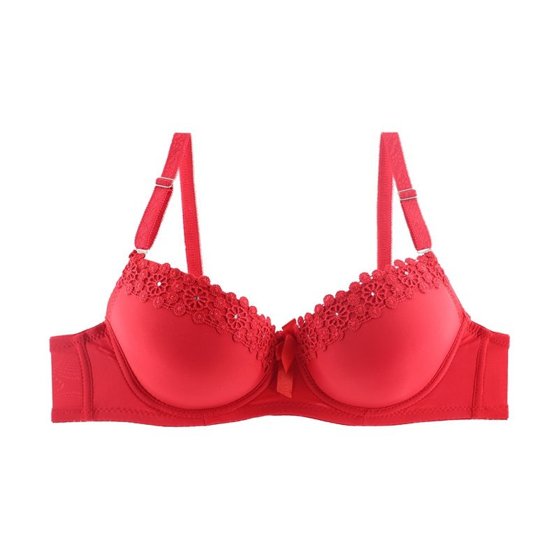 Simple New Style Embroidered Bra With Diamonds