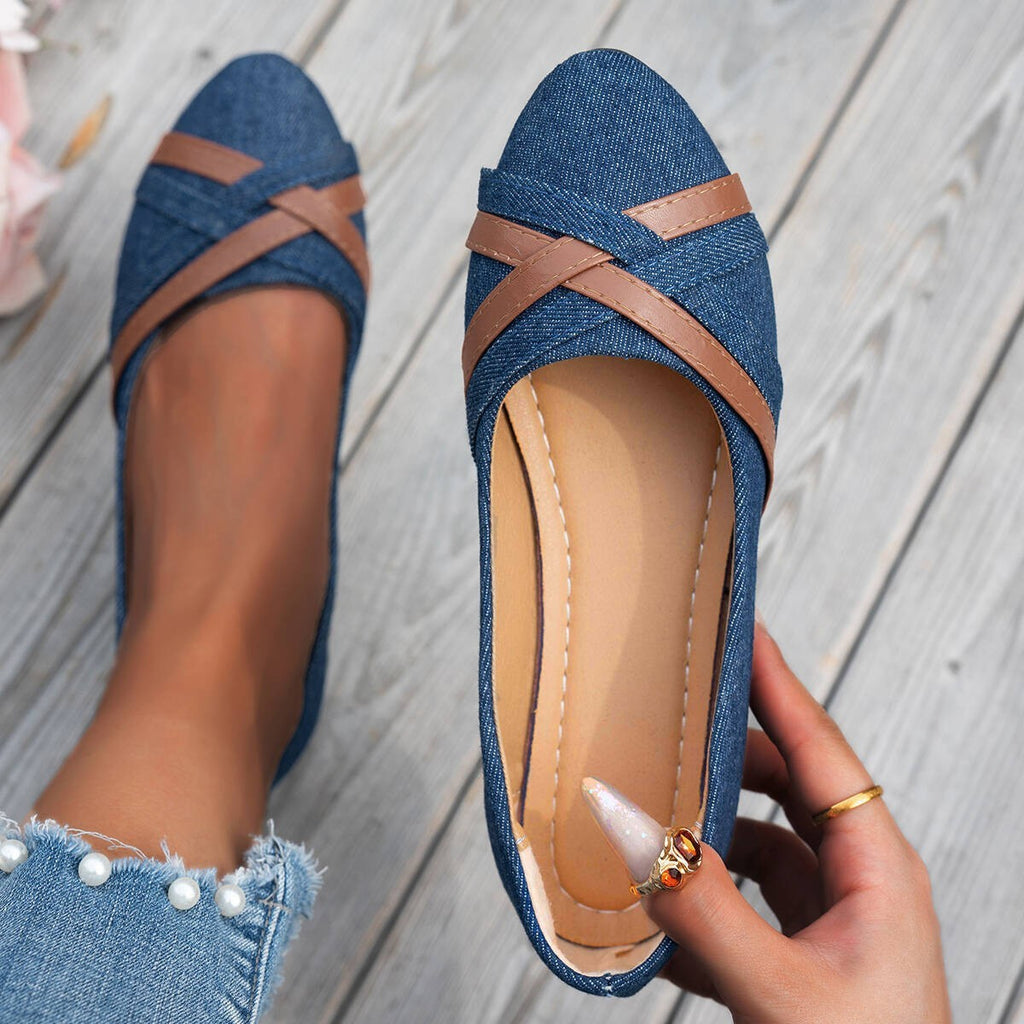 Ins Cross-straped Denim Loafers Fashion Lightweight Comfortable Flats Shoes For Women