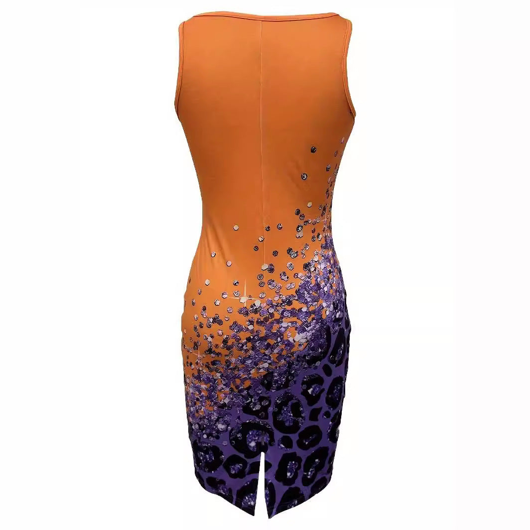 Skinny Fashion Sleeveless Dress Women's Mid Waist