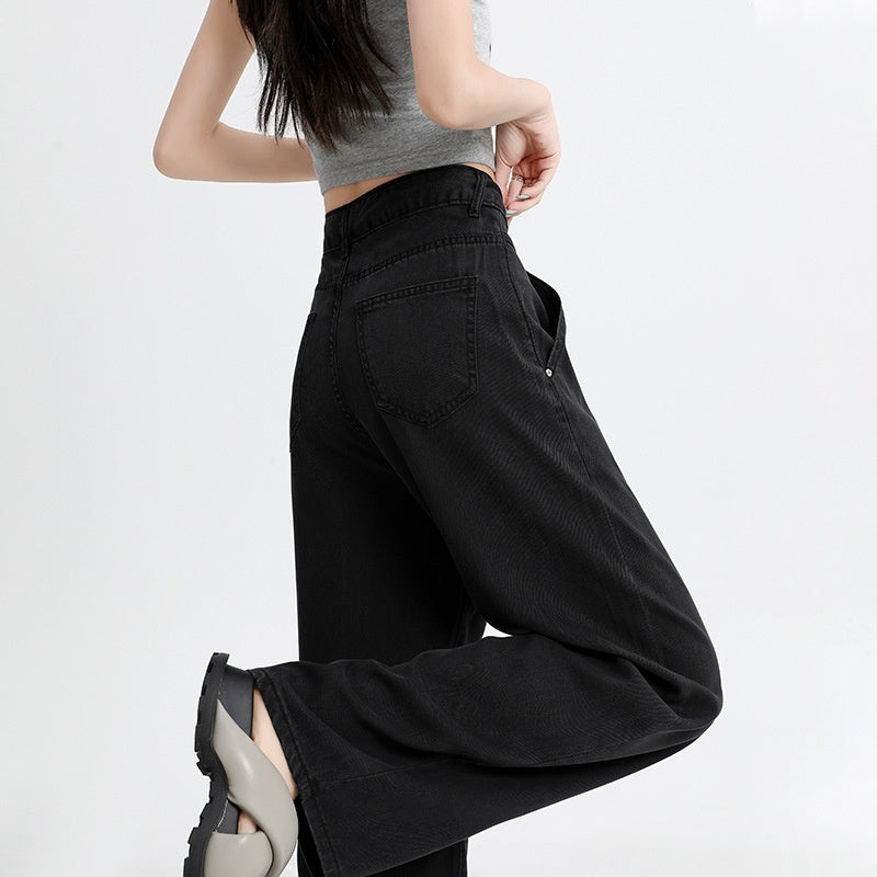Thin New High Waist Straight Wide Leg Ice Silk Leggings Women
