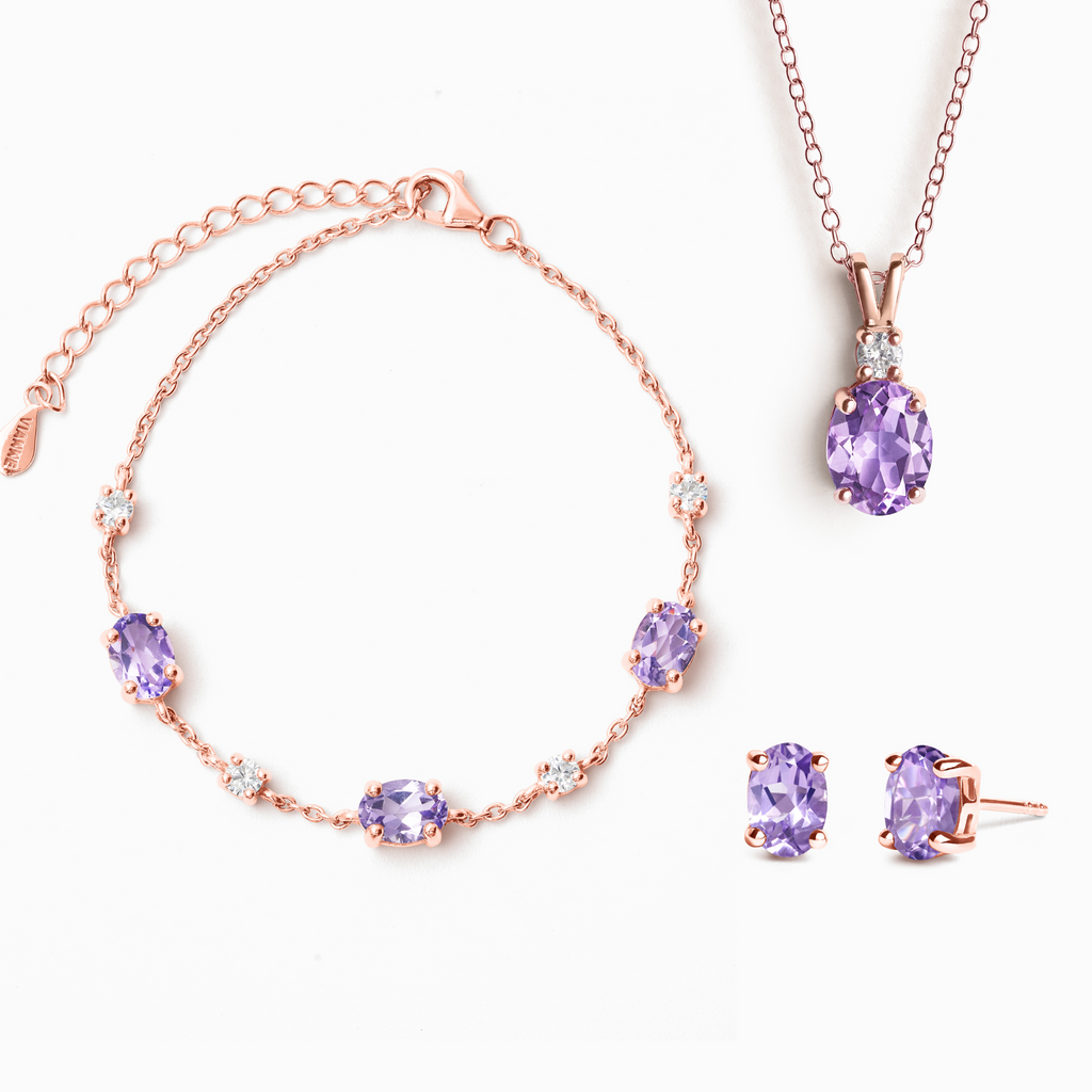 Essentielles Amethyst-Schmuckset in 18-karätigem Roségold-Vermeil