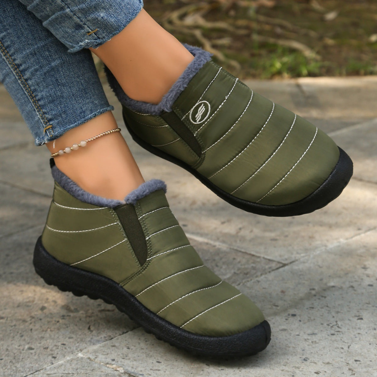 Plus Size Cotton Boots Fleece Lined Padded Warm Keeping Casual Shoes