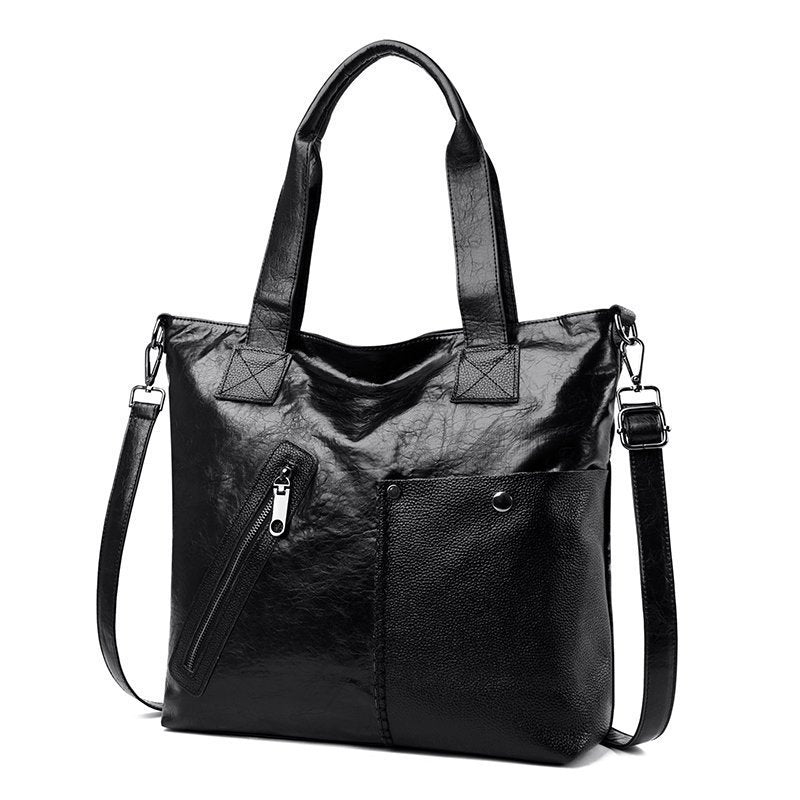 Retro Fashion PU Soft Leather Handbags Large Capacity Single Shoulder Bag
