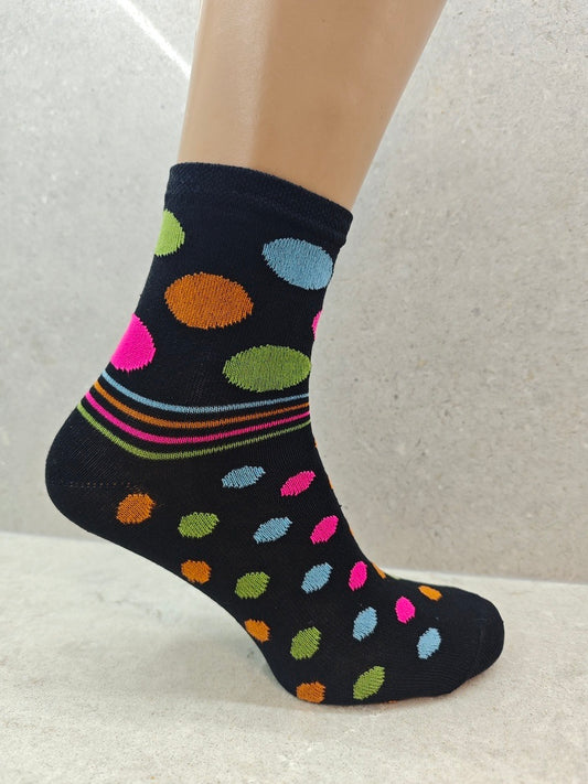 6  12  24 Pairs Womens Socks Mixed Striped  Polka Dot Designs