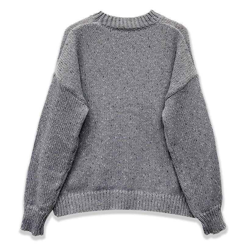 Plus Size Women's Sweater Long Sleeve V-neck Pullover Loose Sweater