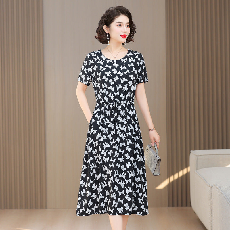 Fashion Cotton Silk Elegant Floral Small Slim Dress
