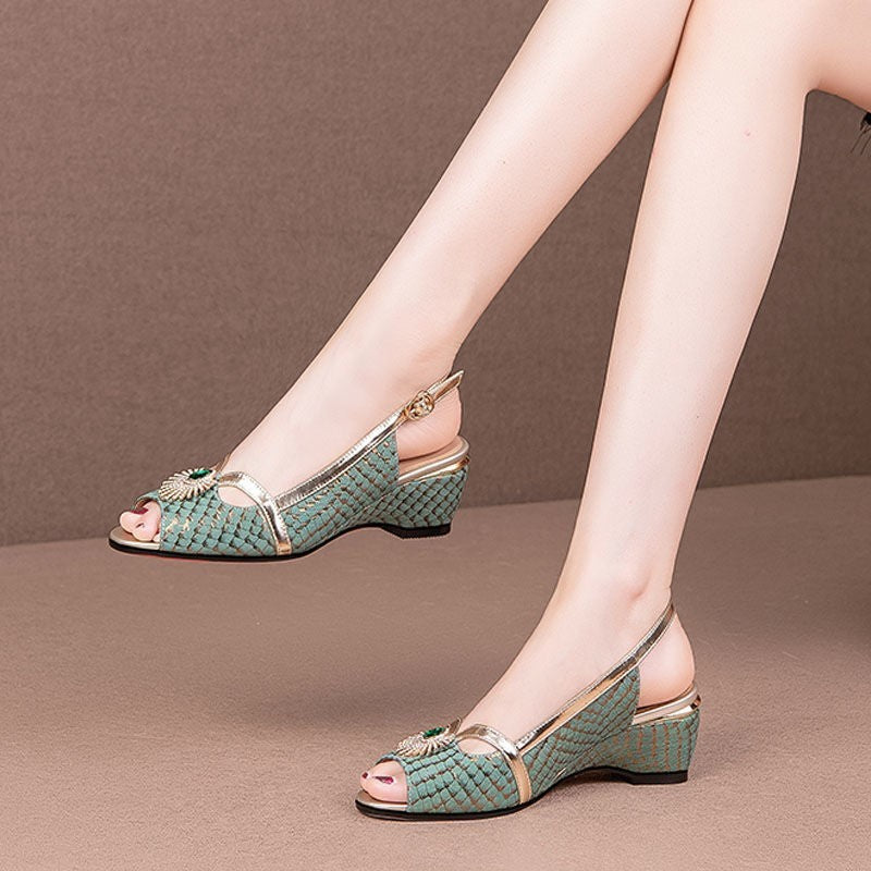 Fish Mouth Shoes Women's Leather Sandals