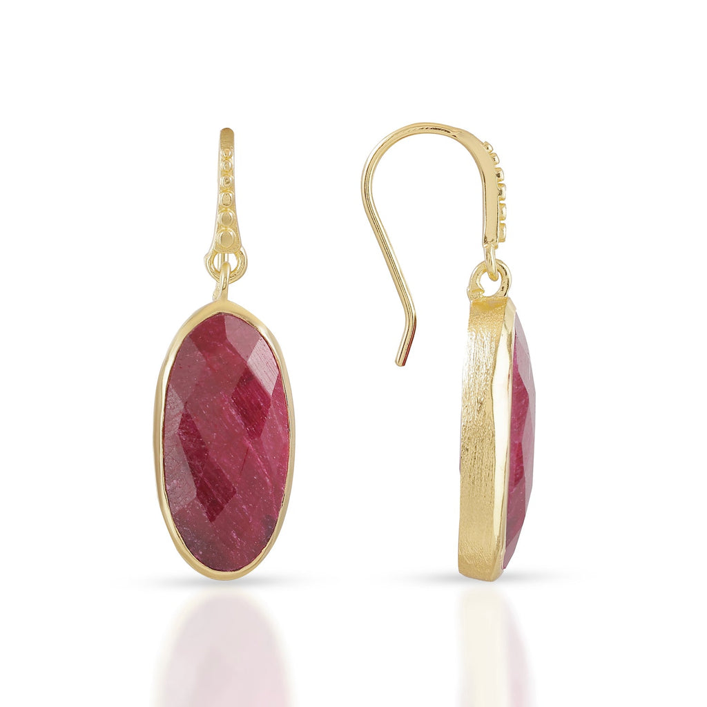 Boucles d'oreilles Charis ovales en rubis