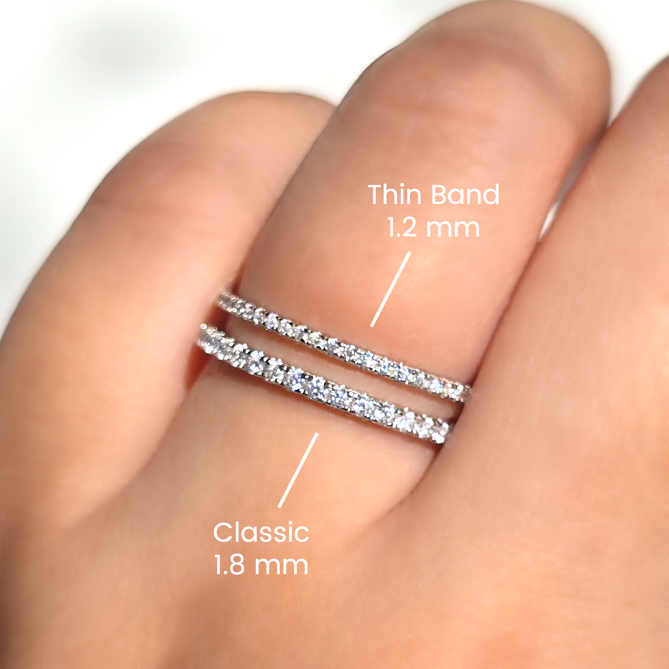 Bague d'éternité fine (1,2 mm) en argent sterling